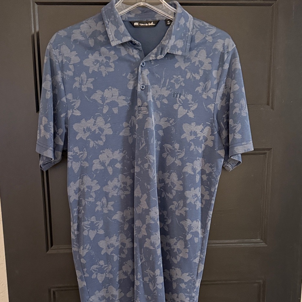 Travis Mathew Blue Floral Polo Shirt
